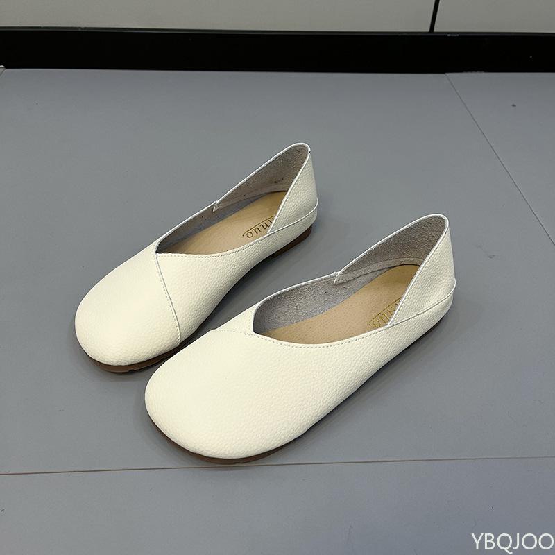 Women's Round Toe Flats Casual Leather Loafers Ballet Shoes Ladies Slip On Cute Flats Nurse Shoes Sneakers Plus Size Zapatillas