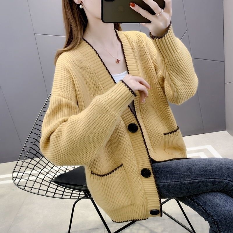 Spring and Autumn Women's Sweater Cardigan Knitted Shirt Top Shawl Western Style Loose Sweater