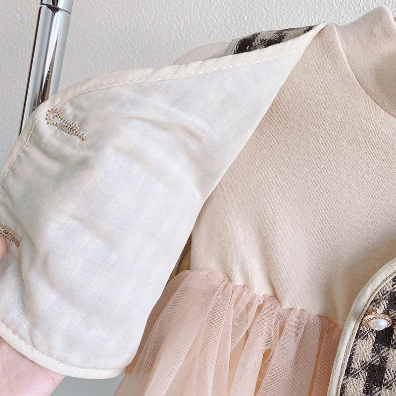 Girls' Spring Two-Piece Set: Vest Jacket + Dress