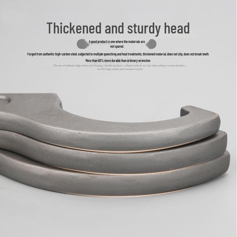 Hook Head Crescent Wrench for Semi-Circular Nut with Shock Absorber