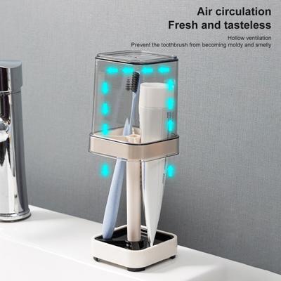 Toothbrush Holder Hollow Draining Classify Storing Fixed Base 3 Slots Toothpaste Rack with Mouthwash Cup Daily Use