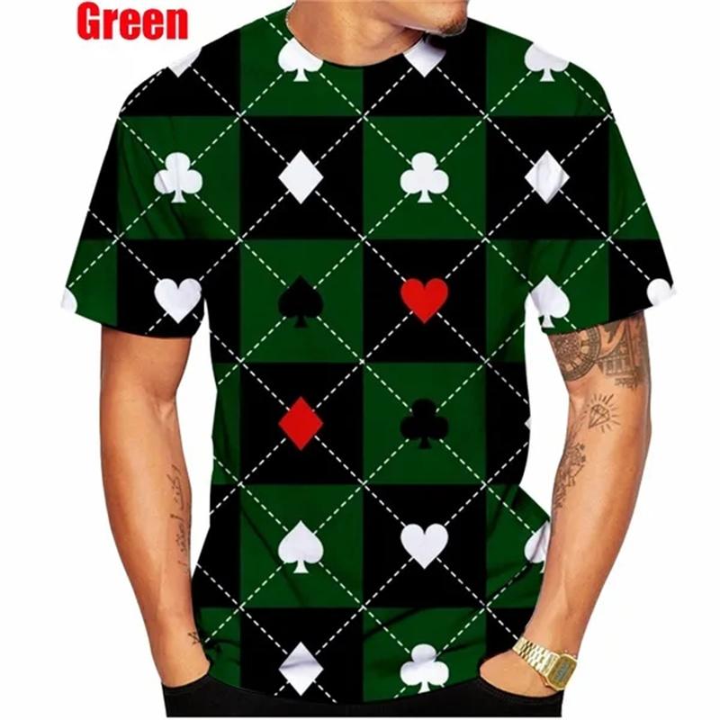 Ny Mode Poker 3D-tryckt T-shirt Sommar Casual Herr Dam Hip Hop Oversize Kortärmad T-shirt Street Wear Toppar