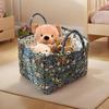 Fabric Basket Quilted Boho Floral Pattern Organizer Decorative Foldable Basket with Handle for Toy Bedroom Living Home Pantry