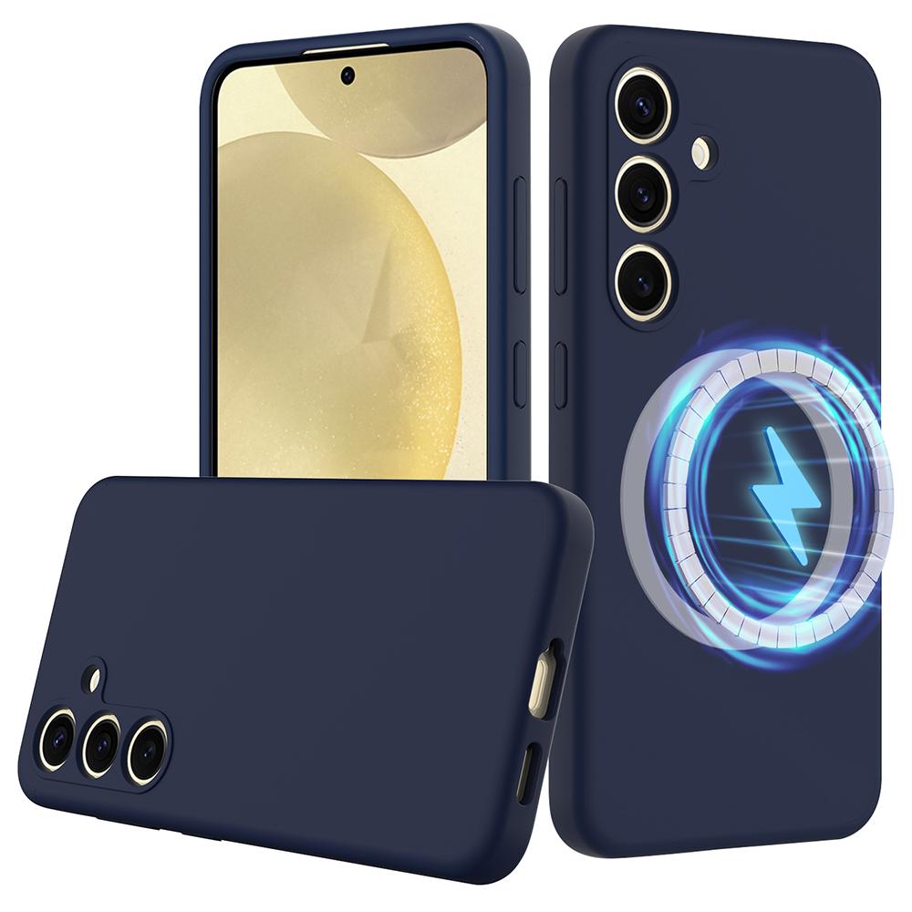 

For Samsung Galaxy S24 Case Compatible with MagSafe Anti-Drop Liquid Silicone Phone Cover Dark Blue