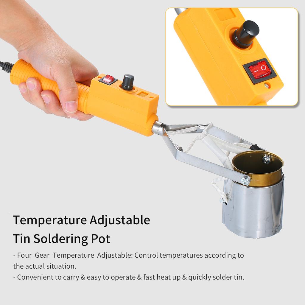 Portable Alloy Tin Furnace Temperature Tin Soldering Pot High Power Tin Melting Furnace Small Tin Dipping Furnace for Household an