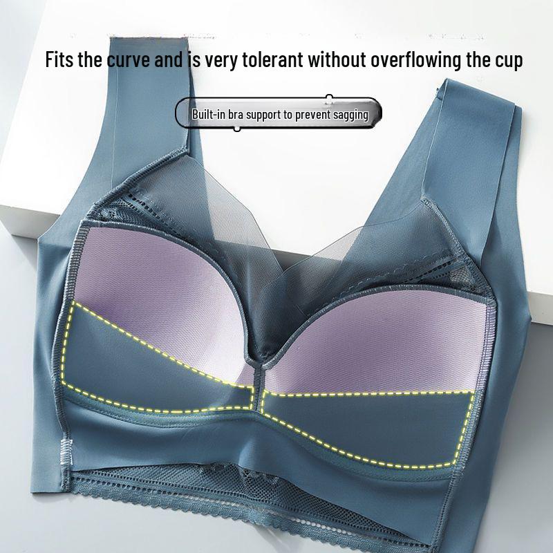 884 Plus Size Seamless Lace Full Cup Bra - Supportive No Steel Ring Design