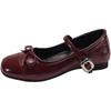 French retro red round head shallow mouth single shoes women's 2025 new summer retro versatile soft-soled Mary Jane shoes