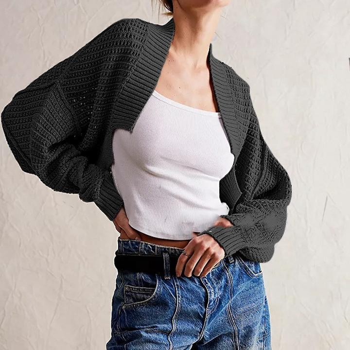 QICED Autumn and Winter Fashion V-neck Bat Sleeve Knitted Cardigan Sweater for Women