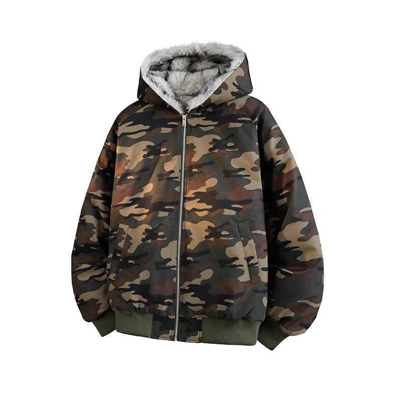 2026 Winter Sherpa Collar Parka Couples Warm Hooded Cotton Coat Trendy Jacket