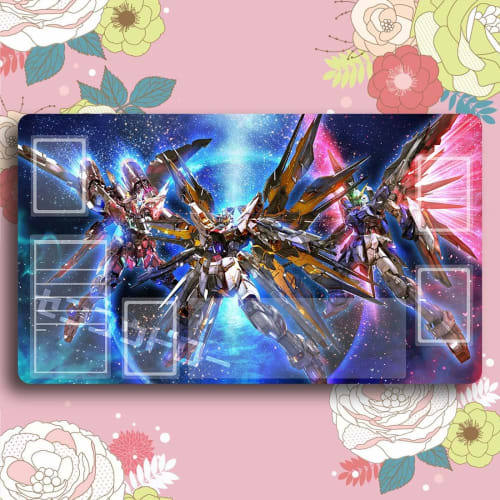 Senkou Draw Card Game Playmat, Strike Freedom Gundam, Infinite Justice Gundam, Anime Merchandise, Universal TCG Playmat with Storage Case, Card Frame