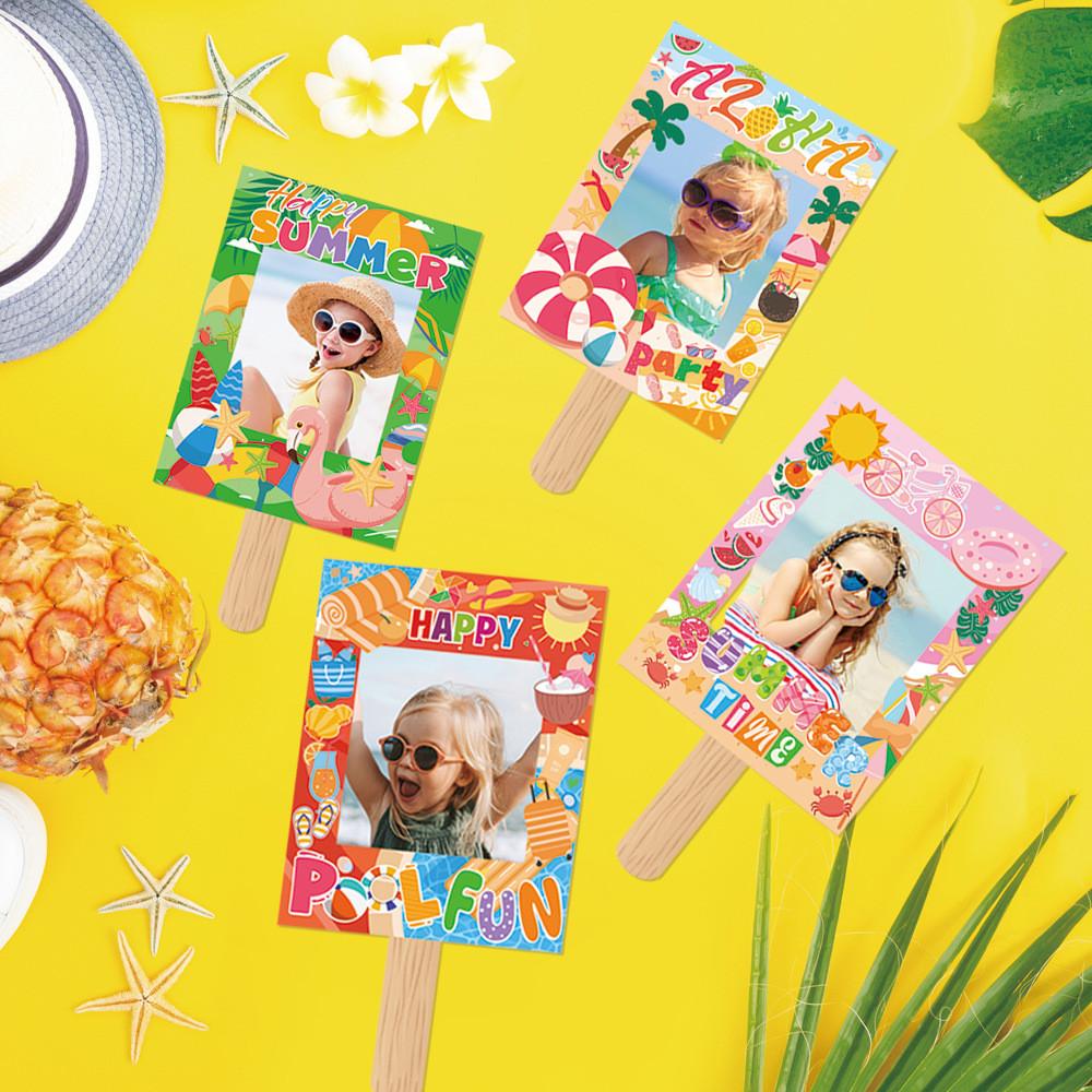Hawaii Themed Summer Cartoon Pattern Hand Frame Party Decoration Props Photo