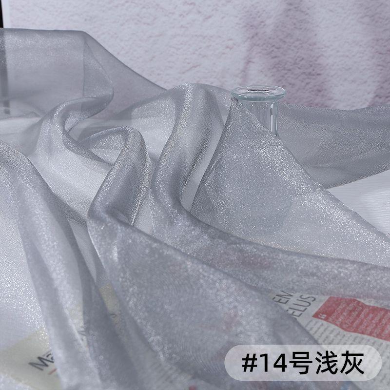 Thin Crystal Organza Fabric Per Meter for Summer Dress Stage Costume Scene Decoration Diy Sewing Soft Smooth Shiny Cloth Black