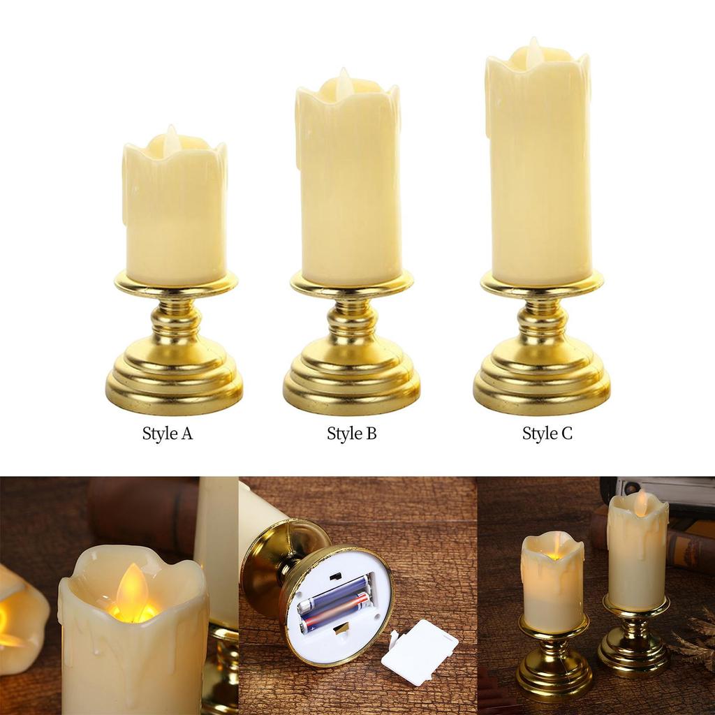 Electric Flameless Pillar Flicker with Holder for Desk, , Festival, Celebrations