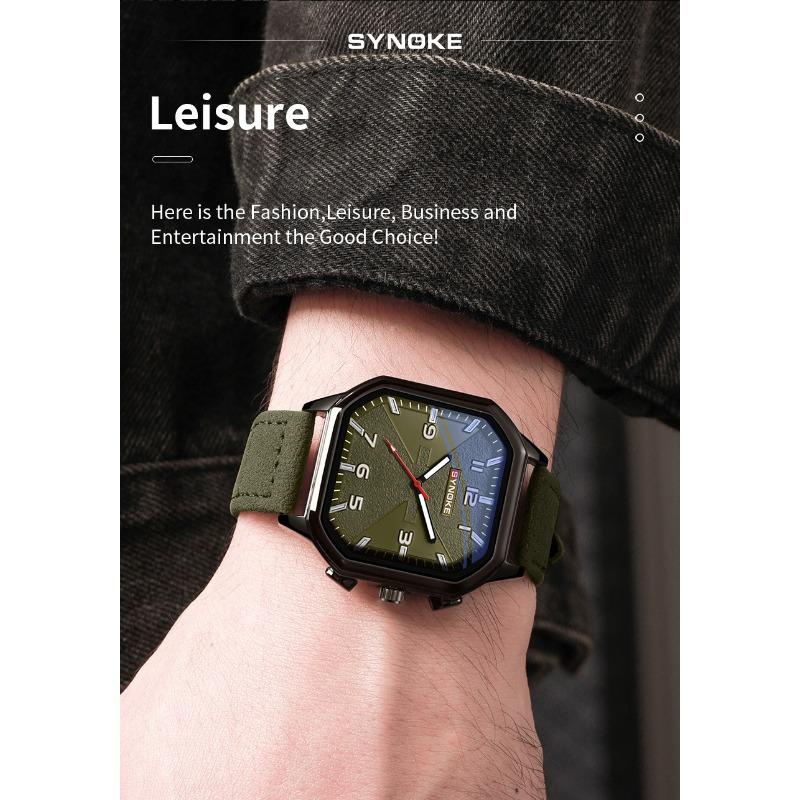 Top Brand New Arrival Men's Quartz Watch Sport Retro Belt Square Watch Student Trendy Digital Dial Watch