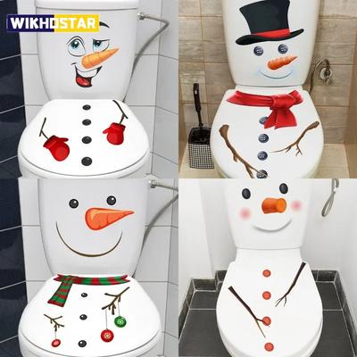 Schneemann Weihnachten Toilettenaufkleber PVC Selbstklebend Wasserdicht 5 Arten Wandaufkleber Badezimmeraufkleber Wandbild für Weihnachtsdekoration