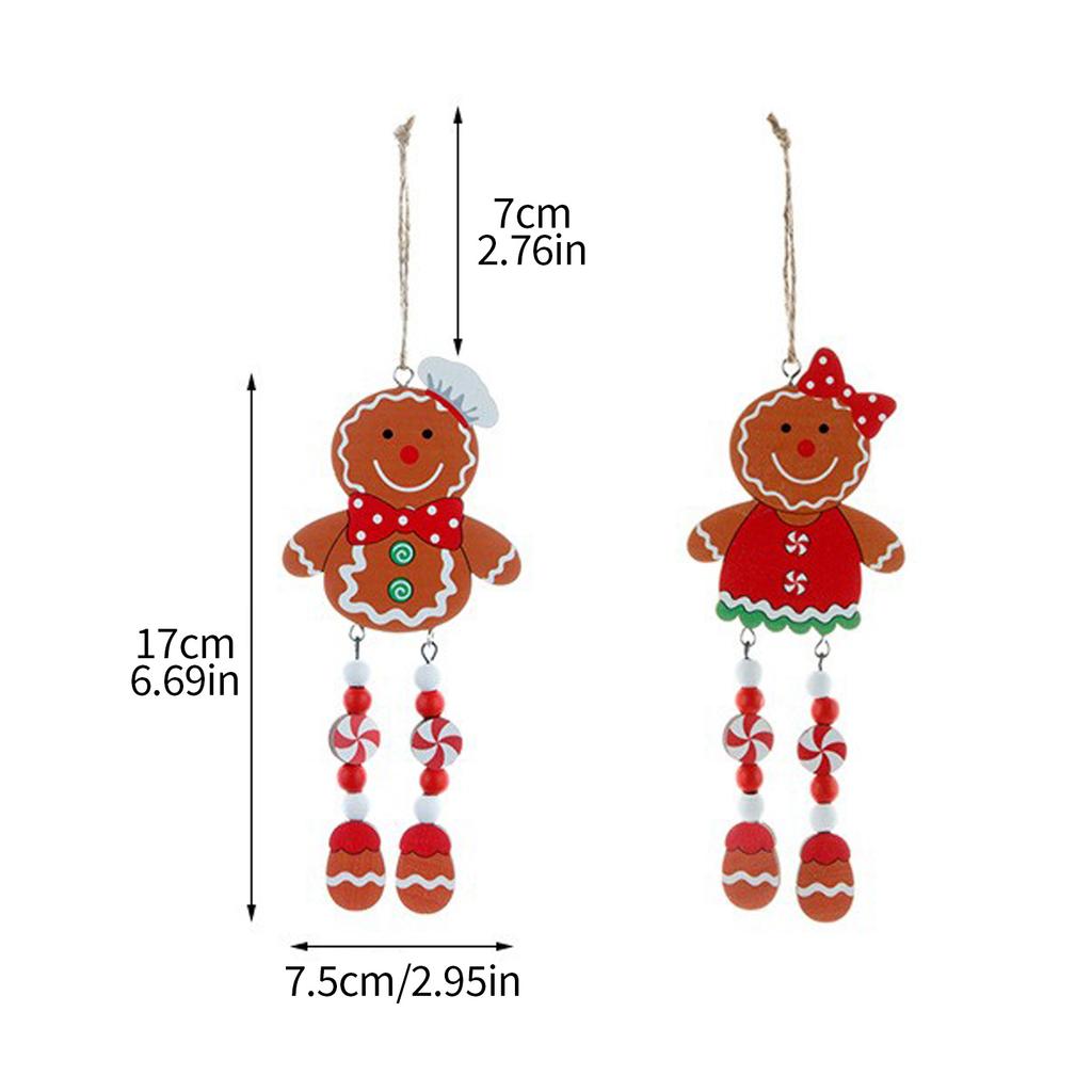 4pcs Wooden Couple Long Legs Gingerbread Man Small Pendant Christmas Tree Ornament  Xmas Decorations