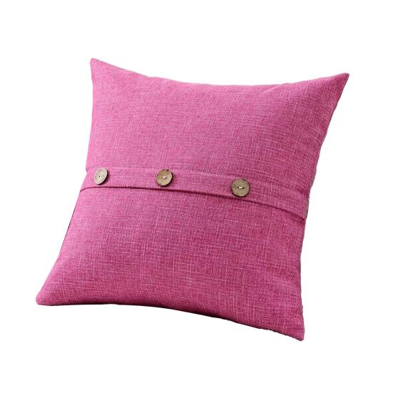 Yousheng Linen Decorative Throw Pillow Covers 18 x 18 Inch Square Cushion Case with Coconut Buttons Vintage Farmhouse Home Decor for Couch Bed Sofa 45x45cm розовый 830₽