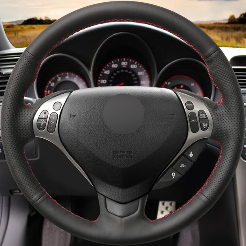 

Hand-stitched non-slip red suede carbon fibre Car Steering Wheel Cover For Acura TL 2007 2008 TL Type-s 2007 2008 style 2 Leather