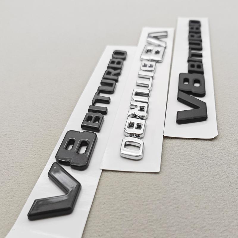 2pcs 3D ABS Car Letter Logo V8 BITURBO Sticker Fender Side Badge Emblem Decal For Mercedes Benz G63 S63 C63 E63 C63S Accessories