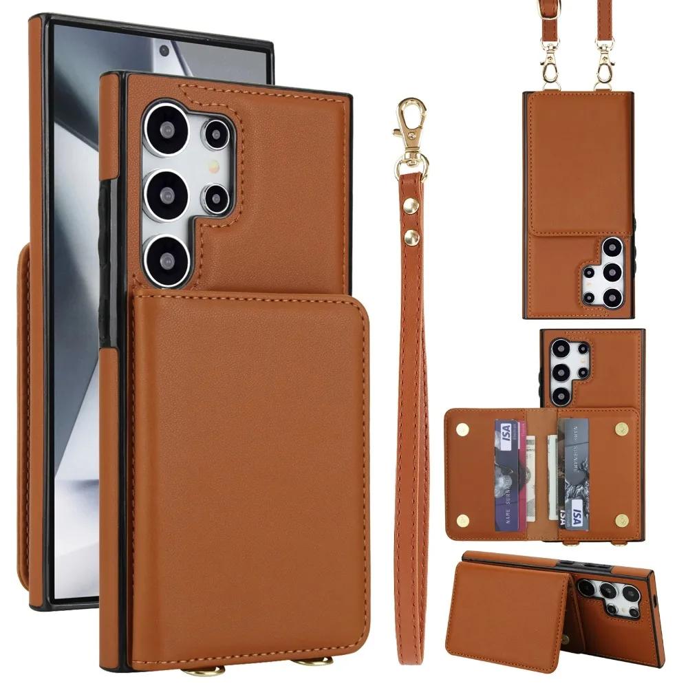 Crossbody Wallet RFID Blocking Card Holder Phone Case For Samsung Galaxy S25 Ultra Edge S24 Plus S23 S22 S21 FEA16 A26 A36 A56