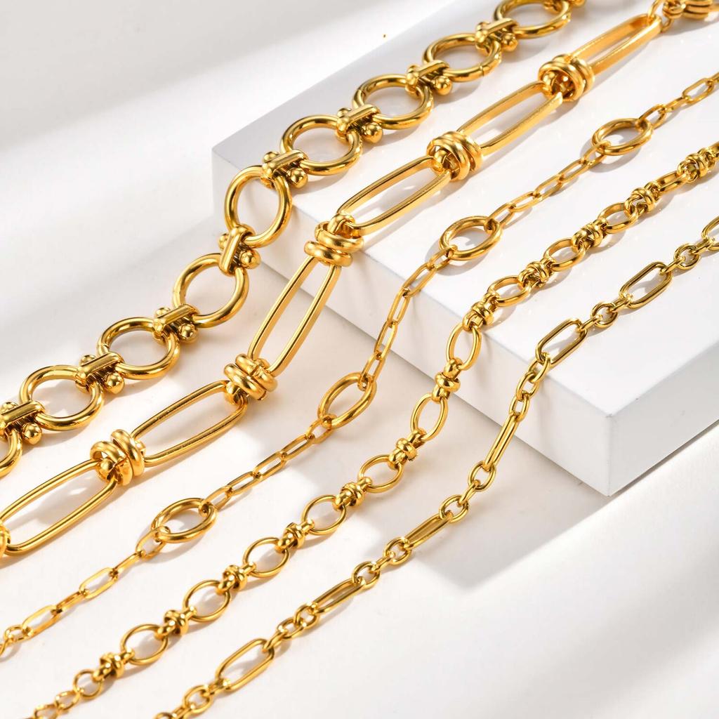 Waterproof Geometric Stainless Steel Bracelet, Handmade Stack Chain Bracelet for Women Femal, Valentine‘s Day Gift