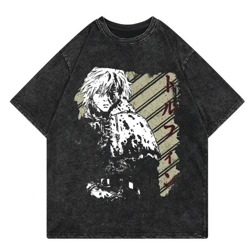 VINLAND SAGA Thorfinn Tshirt Anime Vintage Washed T-shirt Men's Unisex Clothing 100% Cotton Short Sleeve Oversized Tees Tops