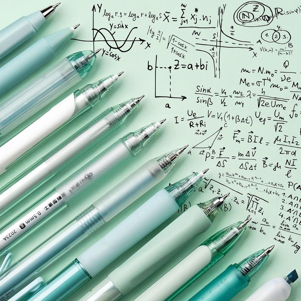 Four Candies 12pcs Pastel Gel Ink Ballpoint Pen 11pcs Gel Pens 1pc Retractable Easy To Note Taking Pen for Office Set, & Highlighter, 0.5mm, Cute,