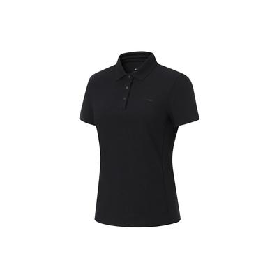 Cool And Refreshing Solid Color Short Sleeve Polo Shirt Women Tops Black APLU128-6