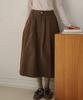 MALOUPE 3111 Brushed Collared Denim Skirt (Brown)