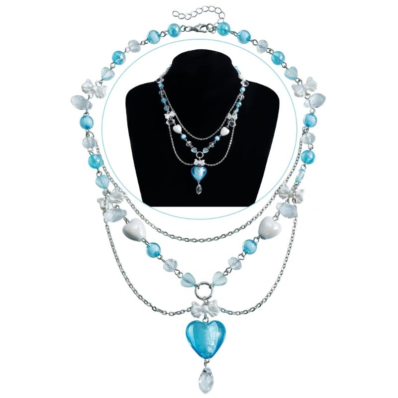 Simple Necklace Beaded Necklace Chic Pendant Necklace Fashionable Neck Jewelry Multilayer Necklace Gift for Women Girls