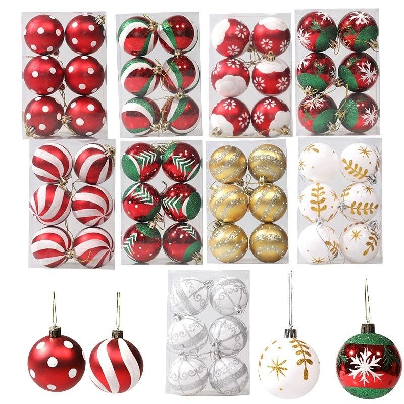 Christmas Balls Set 6PCS 6cm - Xmas Tree Hanging Ornaments, Navidad Noel Natal Home Party New Year Decoration