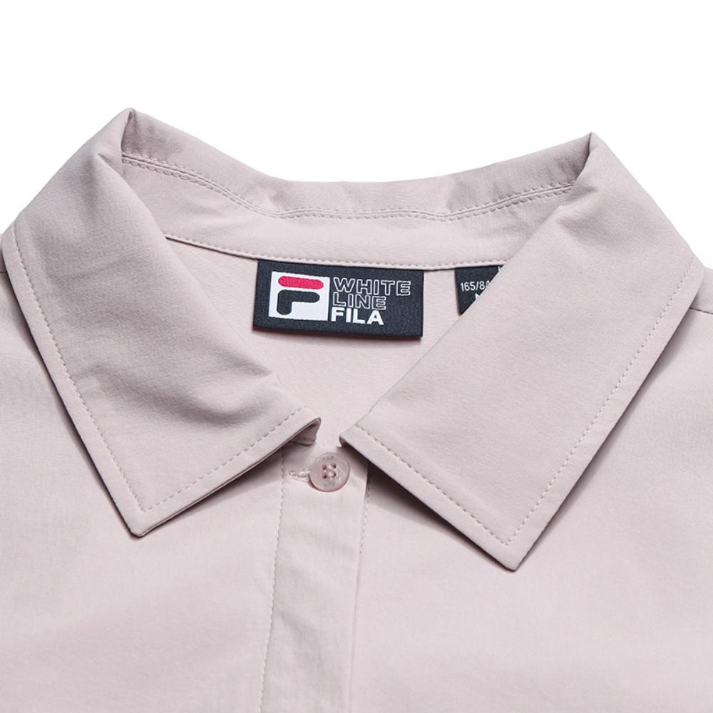 Fila White Fashion Simple Trendy Casual Versatile Comfortable Loose Woven Short Sleeve Dress Women dresses Lotus-Gray-Pink F11W623314FPK