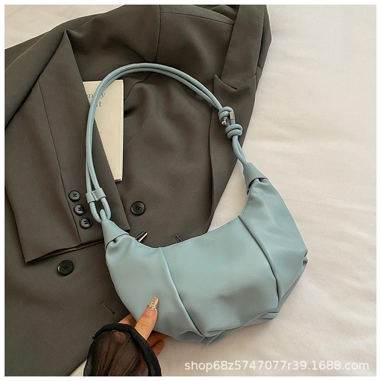 High-end dumpling bag women's 2025 summer new fashion pleated messenger bag Korean version niche single shoulder armpit bag