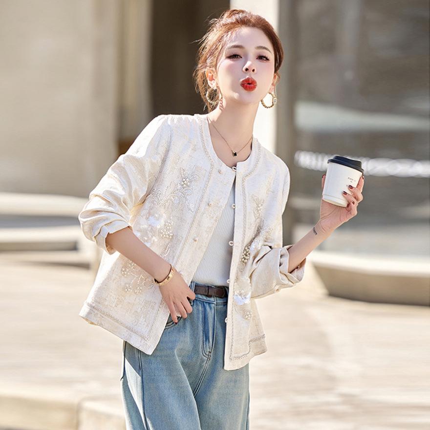 Popular coat women's spring and autumn new embroidered short coat top