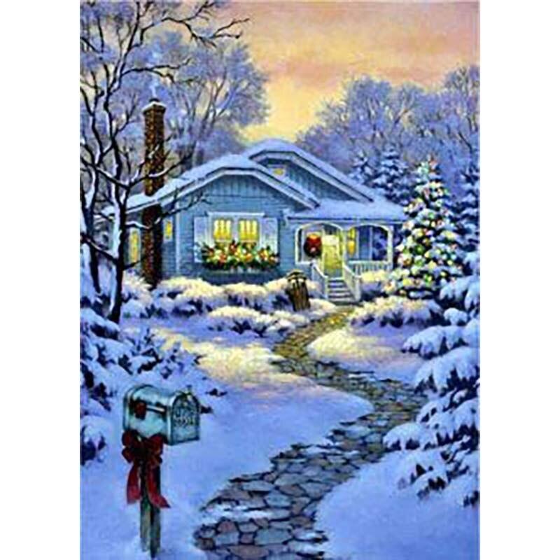 New 5D DIY Diamond Painting Snow Scene Diamond Embroidery Scenery Cross Stitch Full Round Drill Crafts Home Decor Gift