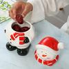 Hand-Painted Ceramic Snowman Cookie Jar, Christmas Tree Design Candy Storage Container, Holiday Kitchen Decor