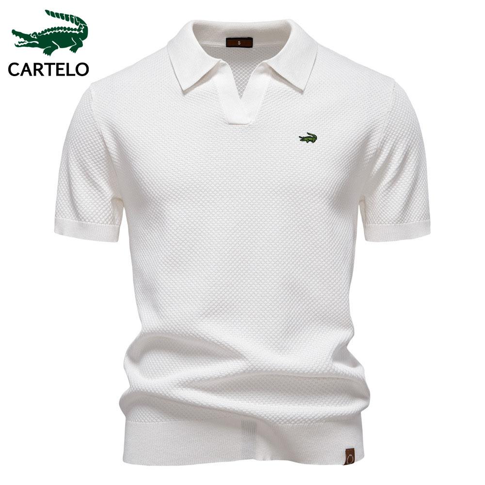 

CARTELO 2025 Летний шерстяной свитер-поло с вышитым крупным рисунком ананаса для мужчин, деловой стиль, воротник «чайка», мужской свитер с коротким рукавом S серебряный