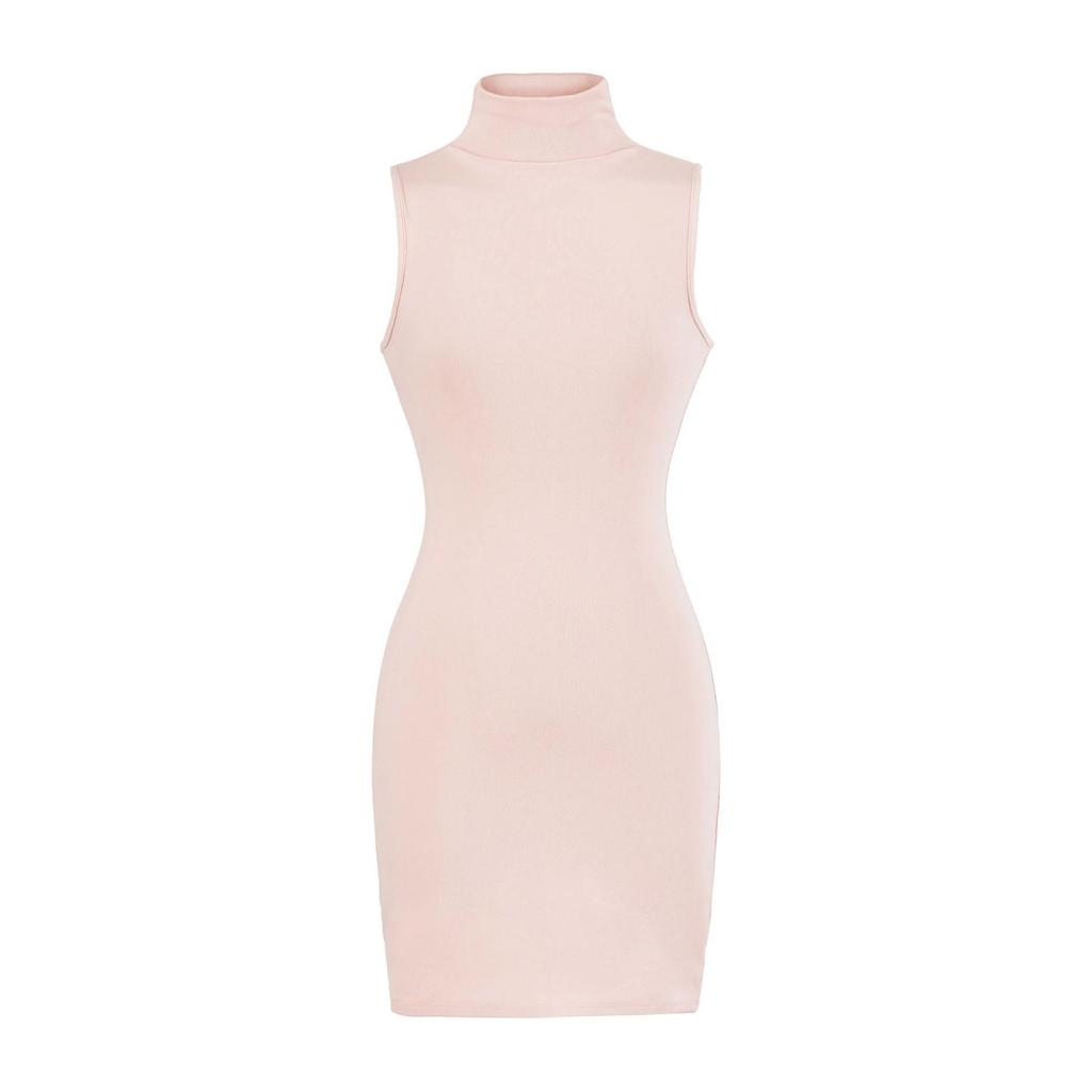 Elegant European & American French High Neck Sleeveless Dress - Waist-Cinching Tight Base Layer, Hip-Hugging Long Design for Spring/Summer