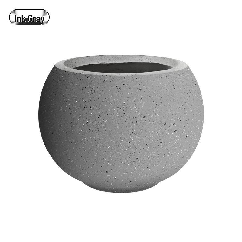 Spherical Cement Flower Pot for Ficus, Orchids, and Green Plants - Ideal for Home, Living Room, Balcony, or Outdoor Use.