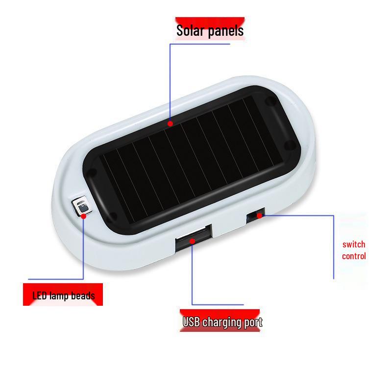 Solar-Powered LED Car Anti-theft Warning Strobe Light