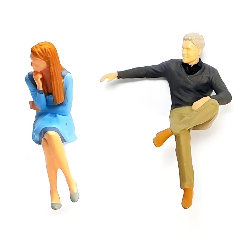 Decorative Resin Miniature People Models 1:64 Size Sitting Figure Sculpture Suitable for DIY Projects & Family Activity