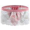 Men Crossdressing Sissy Lace Lingerie Skirted Panties Low Waist Mesh Sheer G-String Frilly Ruffle Hem Briefs Bikini Underwear