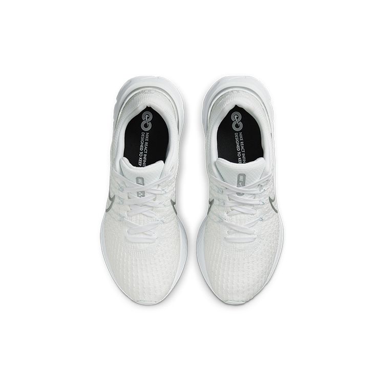 Nike React Infinity Run Flyknit 3 White Metallic Silver Women Sneakers Pure-Platinum DD3024-101