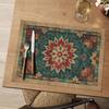 Snowflakes Floral Ethnic Boho Christmas Placemats Set of 4, Washable Heat Resistant Non-Slip Plastic PVC Place Mats