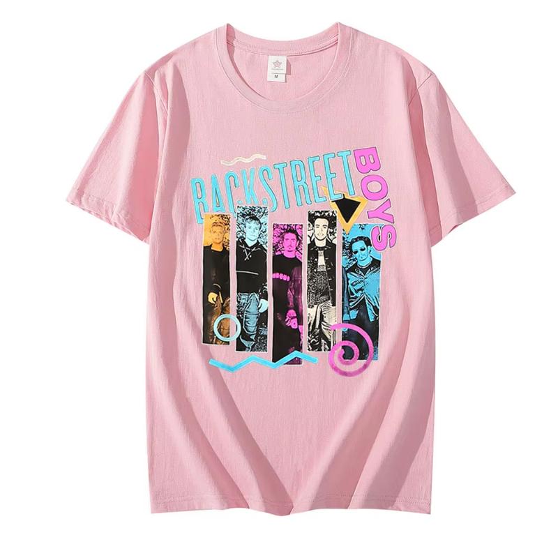 Classic Backstreet Boy print Tshirt for Summer and autumn 2025 loose and casual shortsleeved streetwear for both men and women
