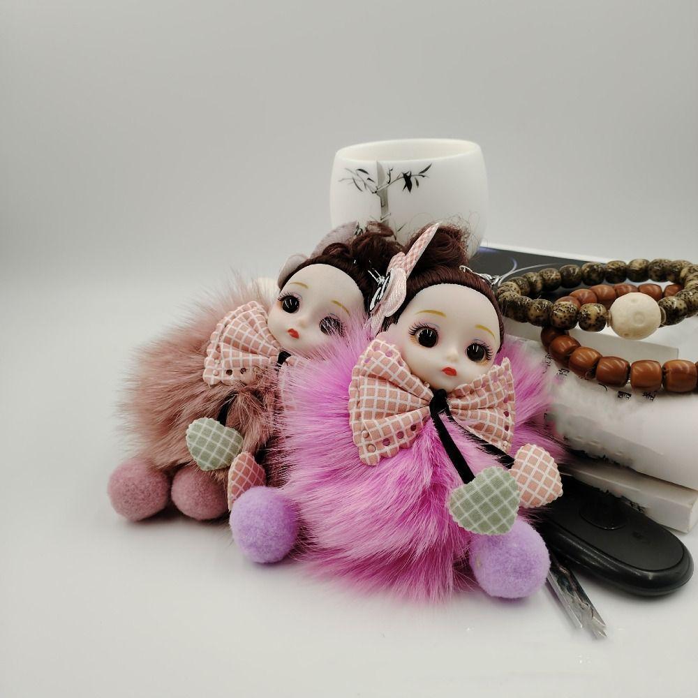 

Soft Pompom Baby Keychain Sleep Baby Car Keyring Fashion Plush Dolls Pendant Girl озеро зелений колір