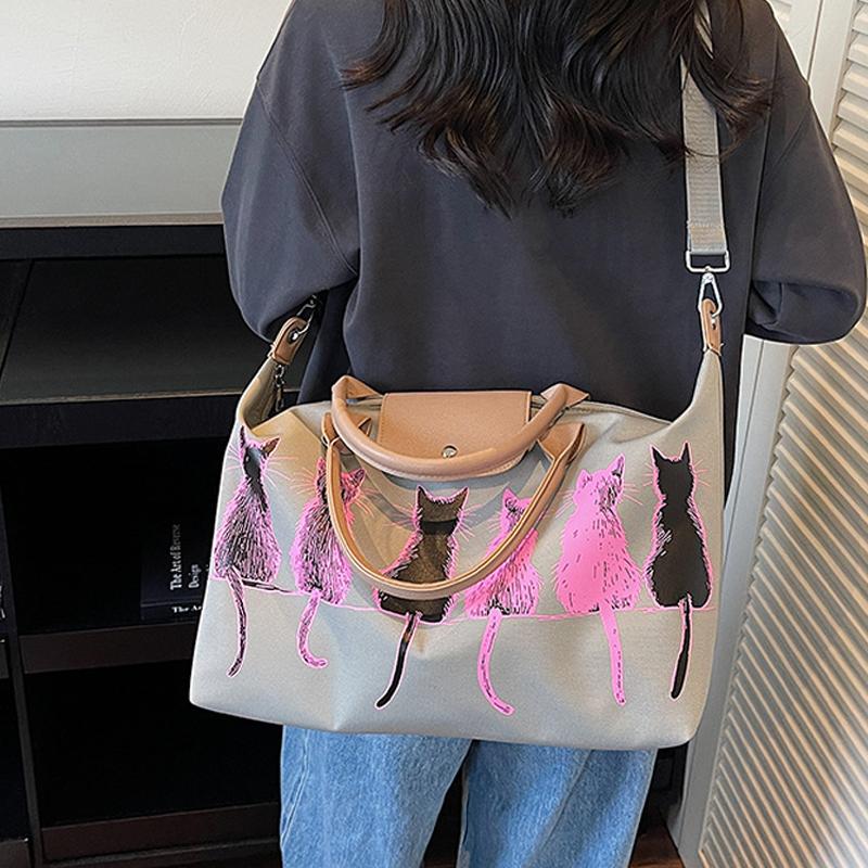 Women Crossbody Bag Shoulder Bag Cat Print Travel Cute Creative Student School Bag Travel Simple Fashion Travel Bag