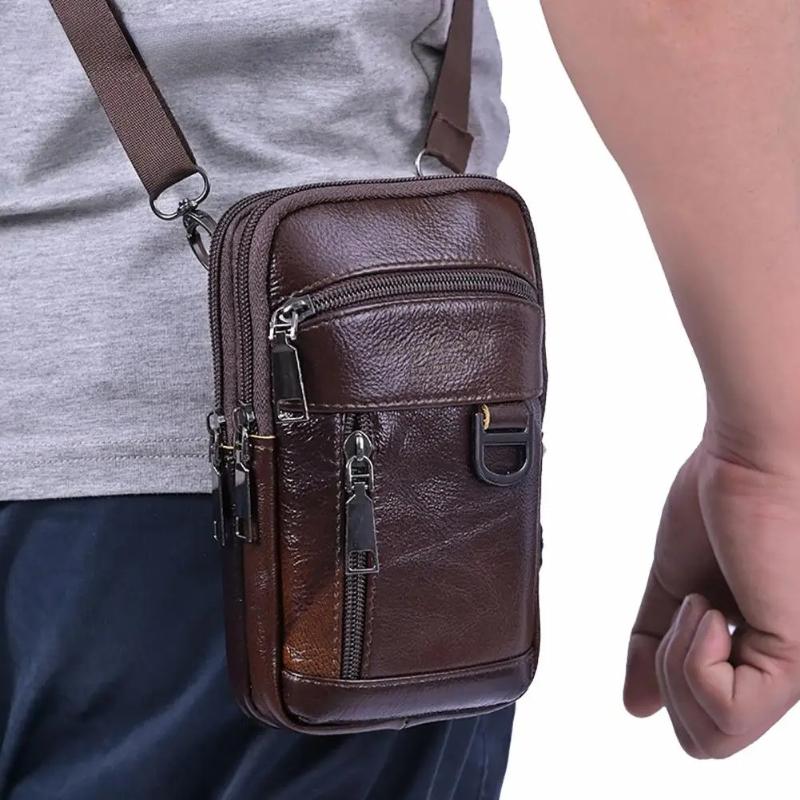 Herren Bauchtasche Vintage Rindsleder Schulter Crossbody Tasche Taille Fanny Pack Männlicher Gürtel Hüfttasche Für Reisen Lässig Wasserdicht Handy Messenger Handtaschen