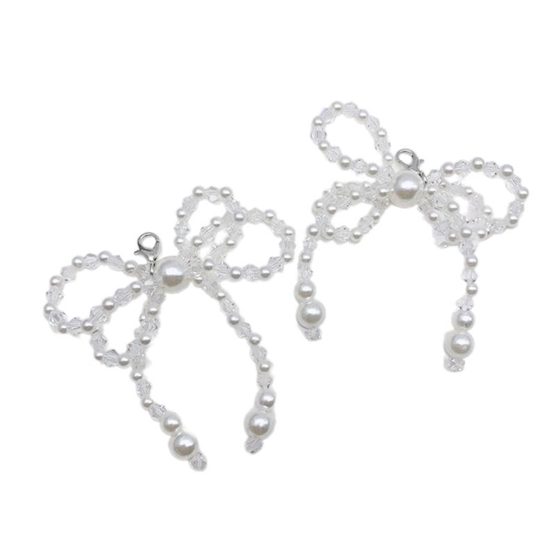 Elegant Bowknot Keychain Pendant Beautiful Crystal Shoe Decoration Keychain Stylish Beaded Bowknot Shoe Pendant