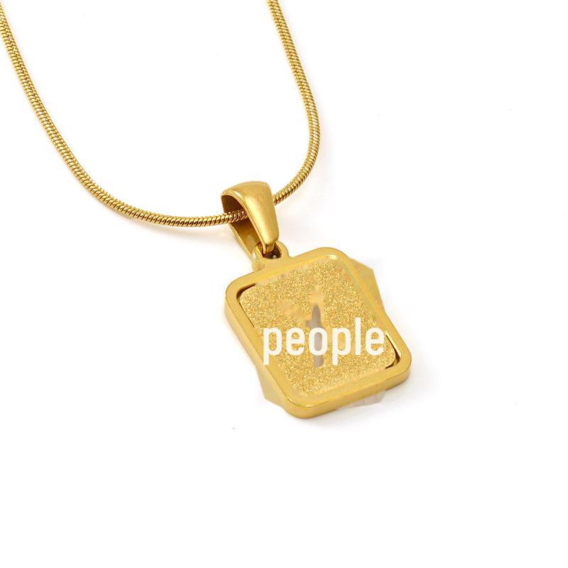 Colier cu pandantiv cu 26 de litere placat cu oțel inoxidabil cu design lanț șarpe rotund